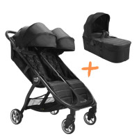 Silla Paseo Gemelar Baby Jogger City Tour2 Double Pitch Black + Capazo