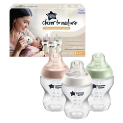 Biberón Tommee Tippee Closer to Nature 260 ml, pack 3un.