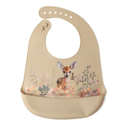 Kiokids Babero de silicona ciervo beige