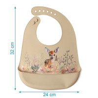 Kiokids Babero de silicona ciervo beige