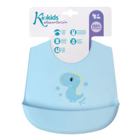 Kiokids Babero de silicona Dino Azul