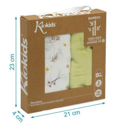 Set de 2 muselinas Bamboo Kiokids Flores Amarillo